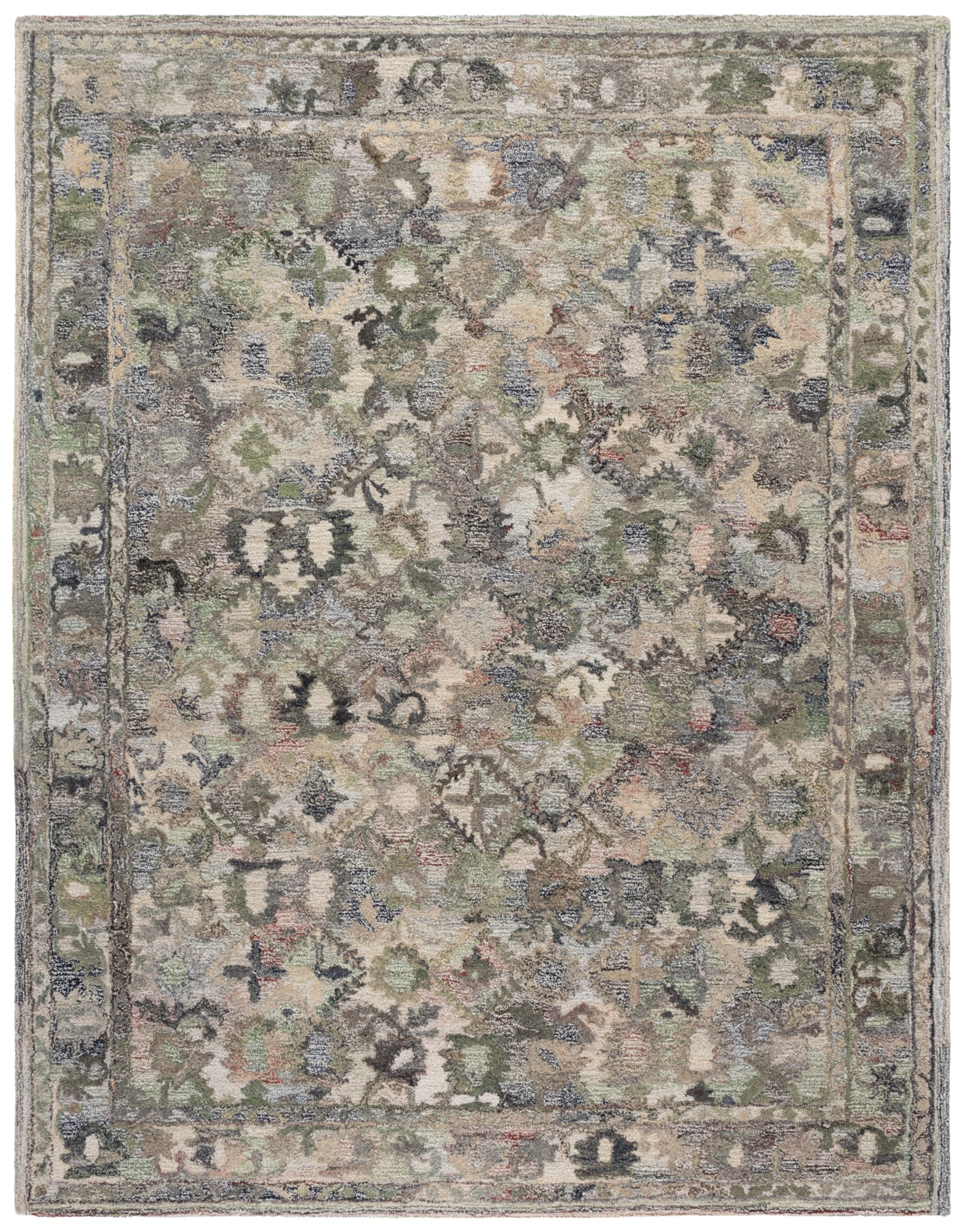SAFAVIEH Marquee Collection Area Rug -9' x 12', Green & Beige, Handmade, Ideal for Living Room, Bedroom, Home Office, Dining Space (MRQ126Y-9)