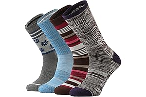 Enerwear 4-Pack Women's Merino Wool Outdoor Hiking Crew Socks