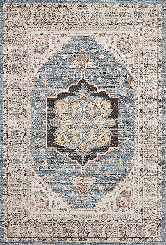 Miniatura 2 de Loloi II Odette Collection ODT-06 SkyMulti - Alfombra decorativa redonda de 5 pies y 3 pulgadas x 5 pies y 3 pulgadas