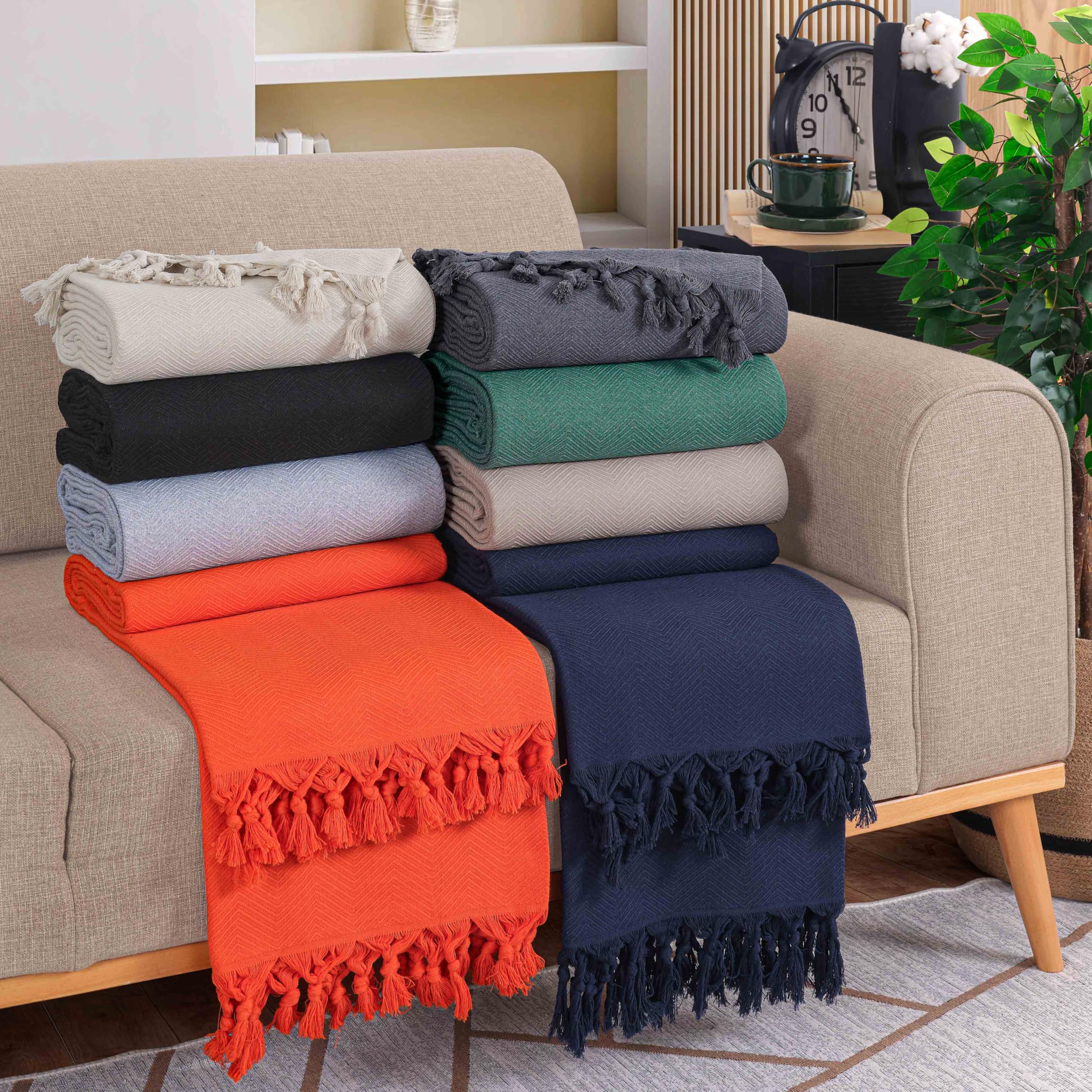 Milam London Cotton Large Throw For Sofas, Silver Grey, 200 x 230 cm - Image 3