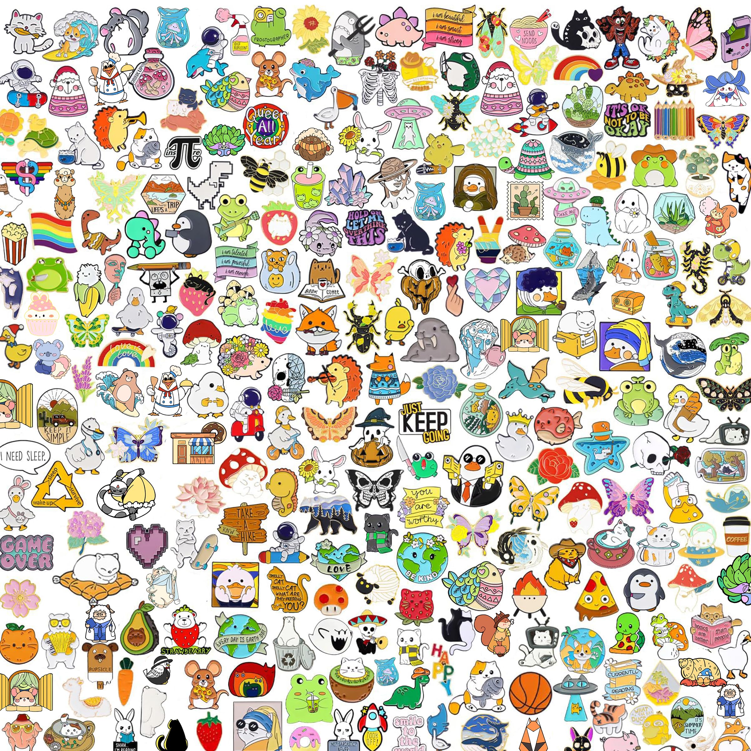 20/40/60 pcs Cute Mixed Enamel Pins Bulk Set, Funny Plant Anime Lapel Badges, Cartoon Button Pins Jewelry for Backpack Cloths Hats Jacket Decoration, Festival Gifts