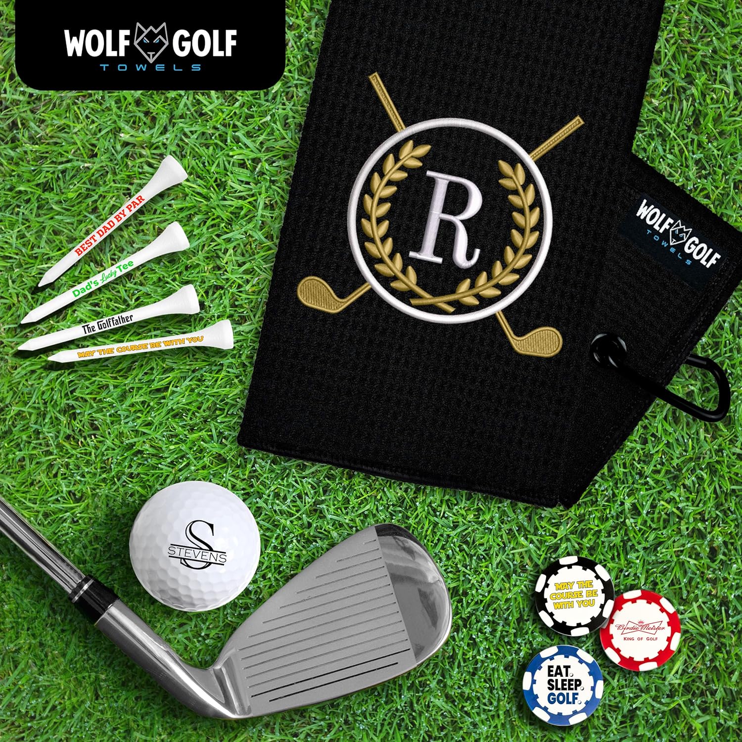 Wolf Golf Towels Monogrammed Personalized Golf Towel | Custom Golf Towels for Golf Bags for Men or Women - Image 4