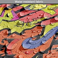 Vista 77 de Ambesonne Tela de Fiesta Popstar por Yarda, Estilo de Dibujos Animados Garabatos Dibujados a Mano Tema Musical Impresión de Arte Lineal, Tela