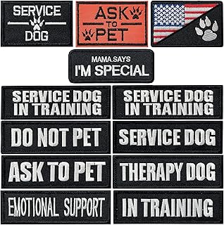 12 Pieces Service Dog Therapy Dog Don't Pet in Training No Touch Full Embroidered Badge Emblem Patch for Service Dogs Harness Vest Clothes
