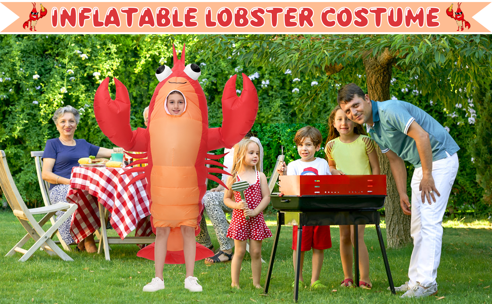 Disfraz inflable de langosta para niños miniatura 7