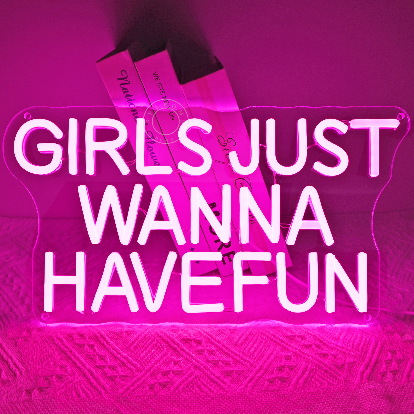 SYLHOME Pink Led Neon Light Sign Girls Just Wanna Have Fun Bedroom