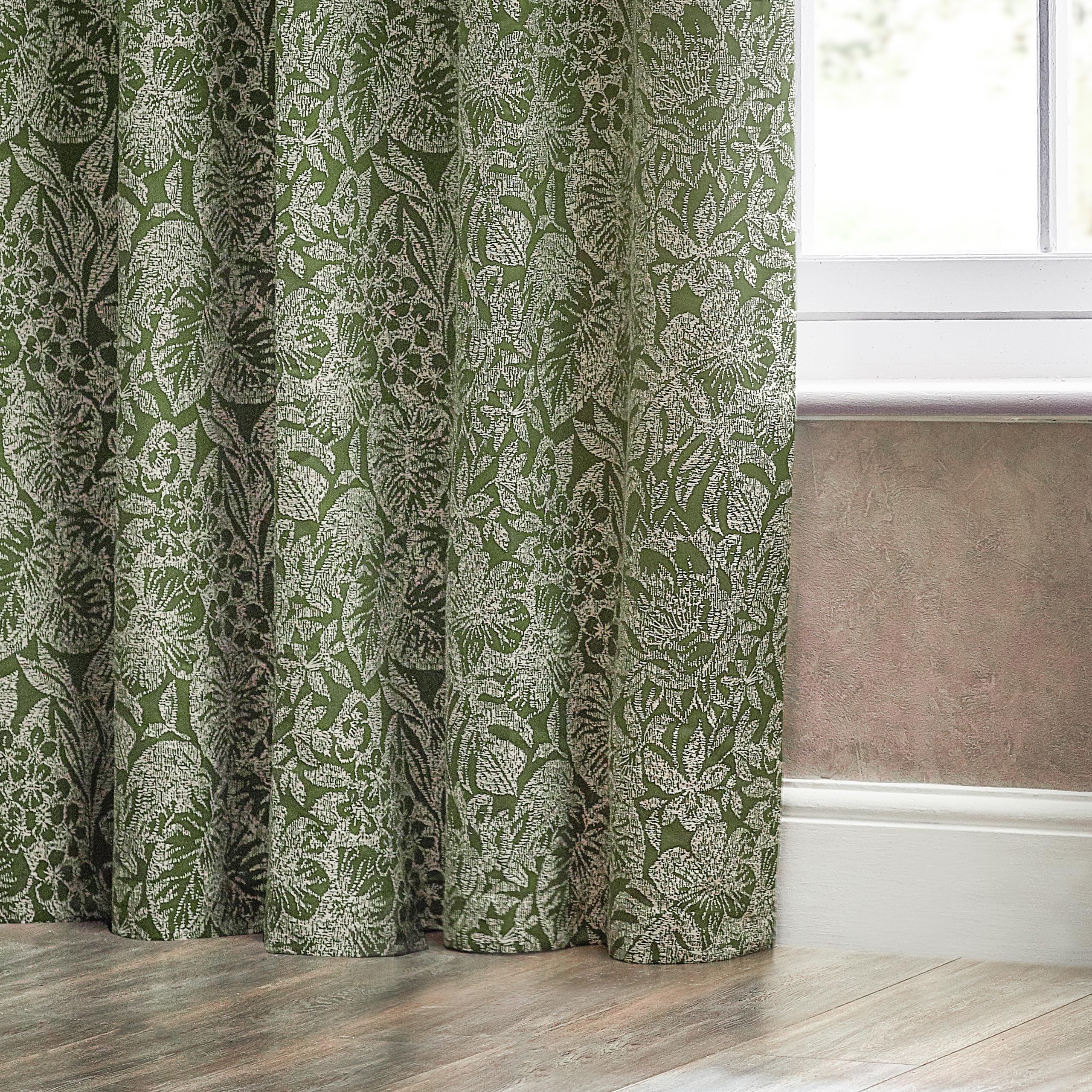 furn. Wylder Nature Bali Botanical Jacquard Eyelet Curtains, Olive, W 66.1" x L 53.9" (1 Panels) - Image 4