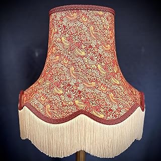 William Morris Strawberry Thief Crimson and Cream Fabric Lampshade Available In 8 Sizes