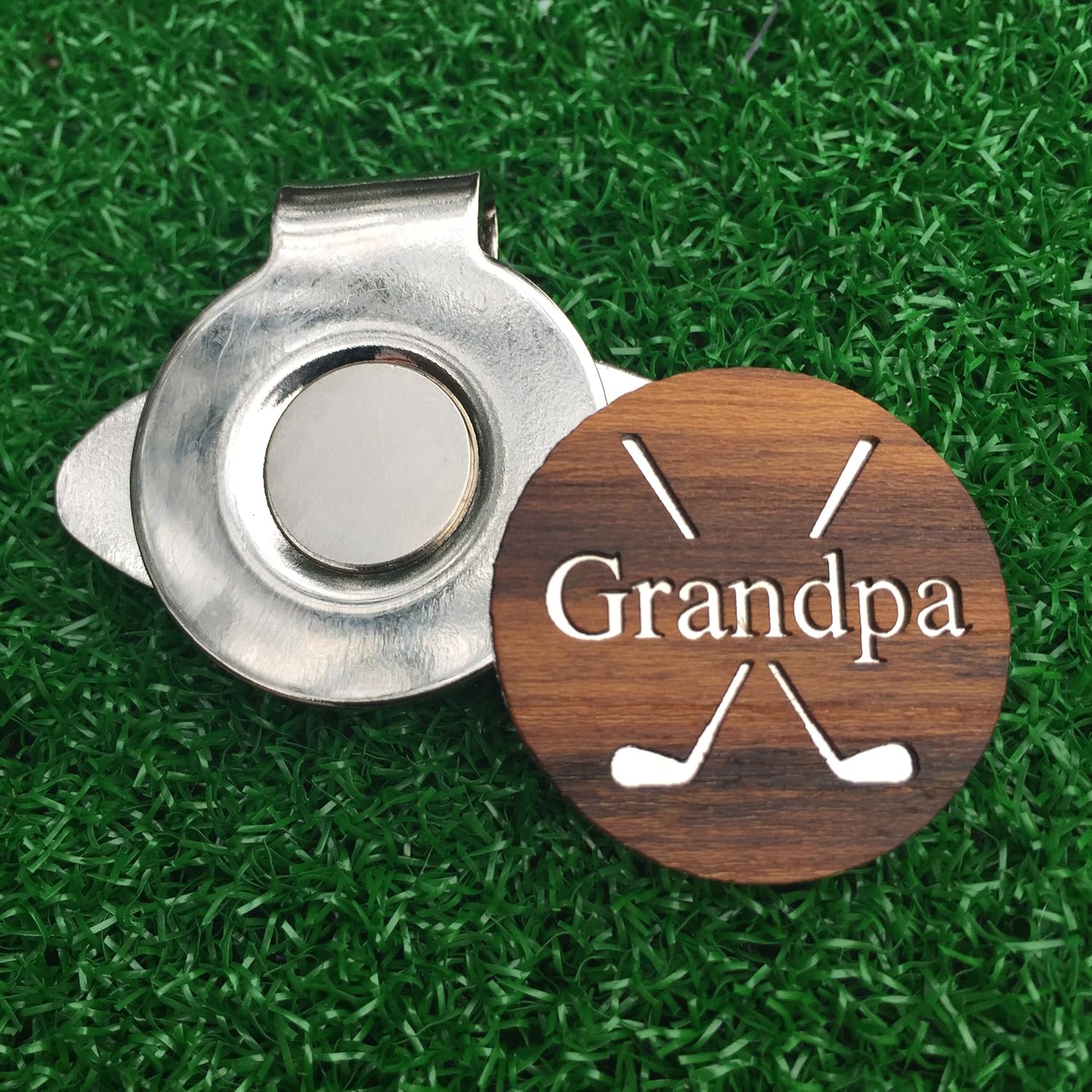 review The Quintessential Hostess Grandpa Engraved Golf Hat Clip and Ball Marker in Presentation Tin Teak Personalized for Dad