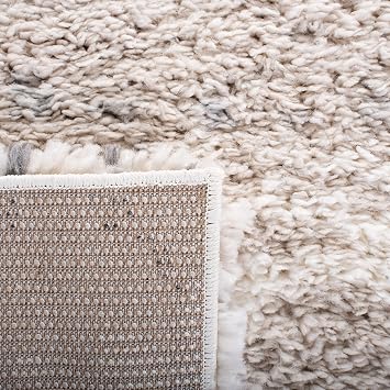 SAFAVIEH Fontana Shag Collection Area Rug - 9' x 12', Grey & Ivory, Modern Abstract Design, Non-Shedding & Easy Care, 2-inch Thick Ideal for High Traffic Areas in Living Room, Bedroom (FNT898F)