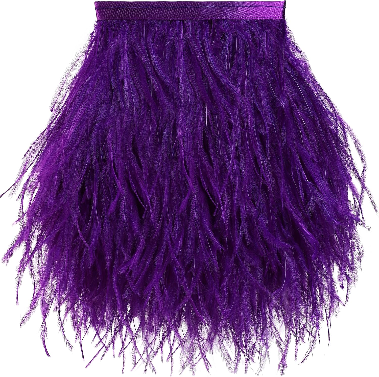 Soarer Purple Feathers Fringe Trim - 2Yards 5-7inch Ostrich Feathers Ribbons for DIY Sewing Clothing,Jewelry,Carnival,Home Party(Purple)