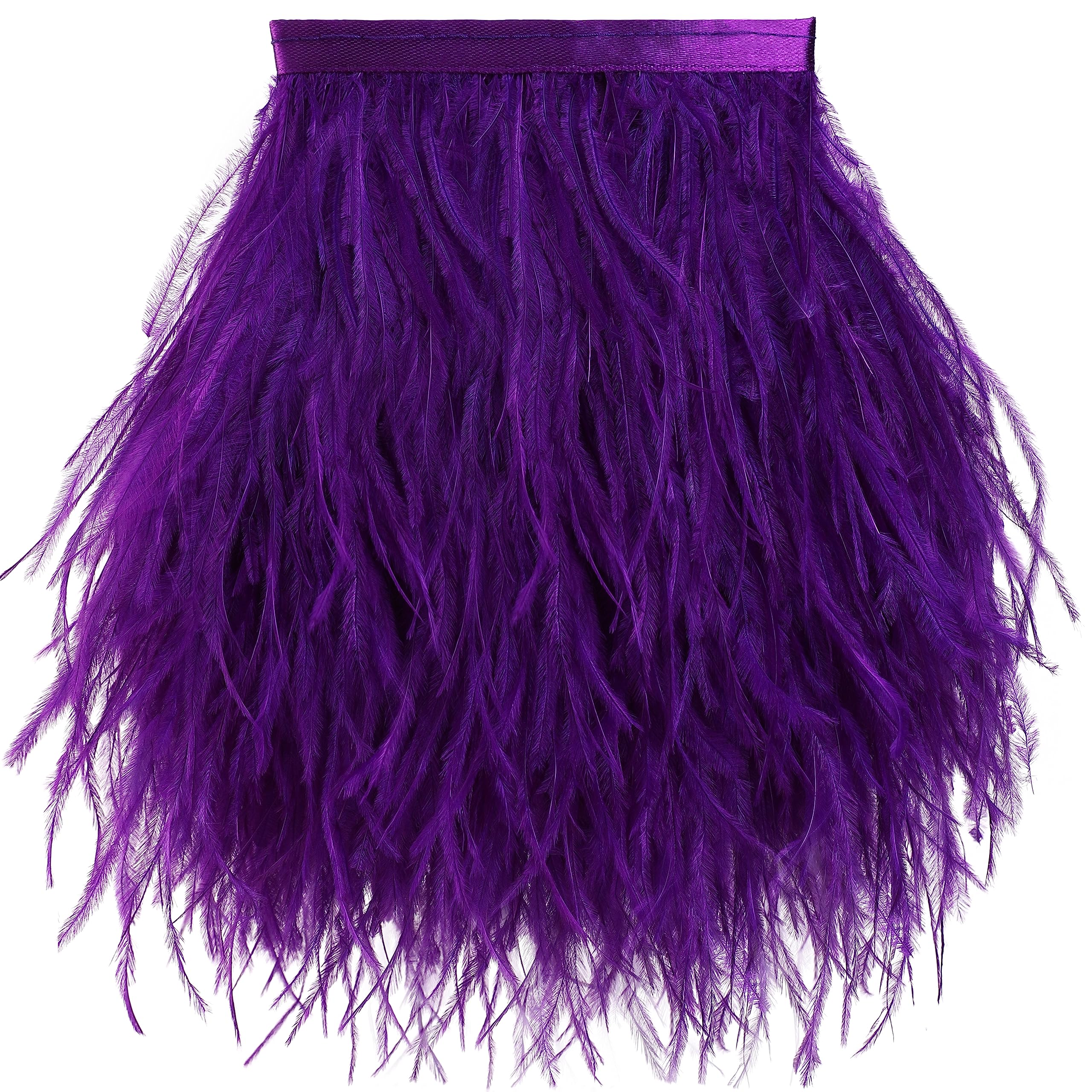 Soarer Purple Feathers Fringe Trim - 2Yards 5-7inch Ostrich Feathers Ribbons for DIY Sewing Clothing,Jewelry,Latin Dress,Carnival,Home Party(Purple)