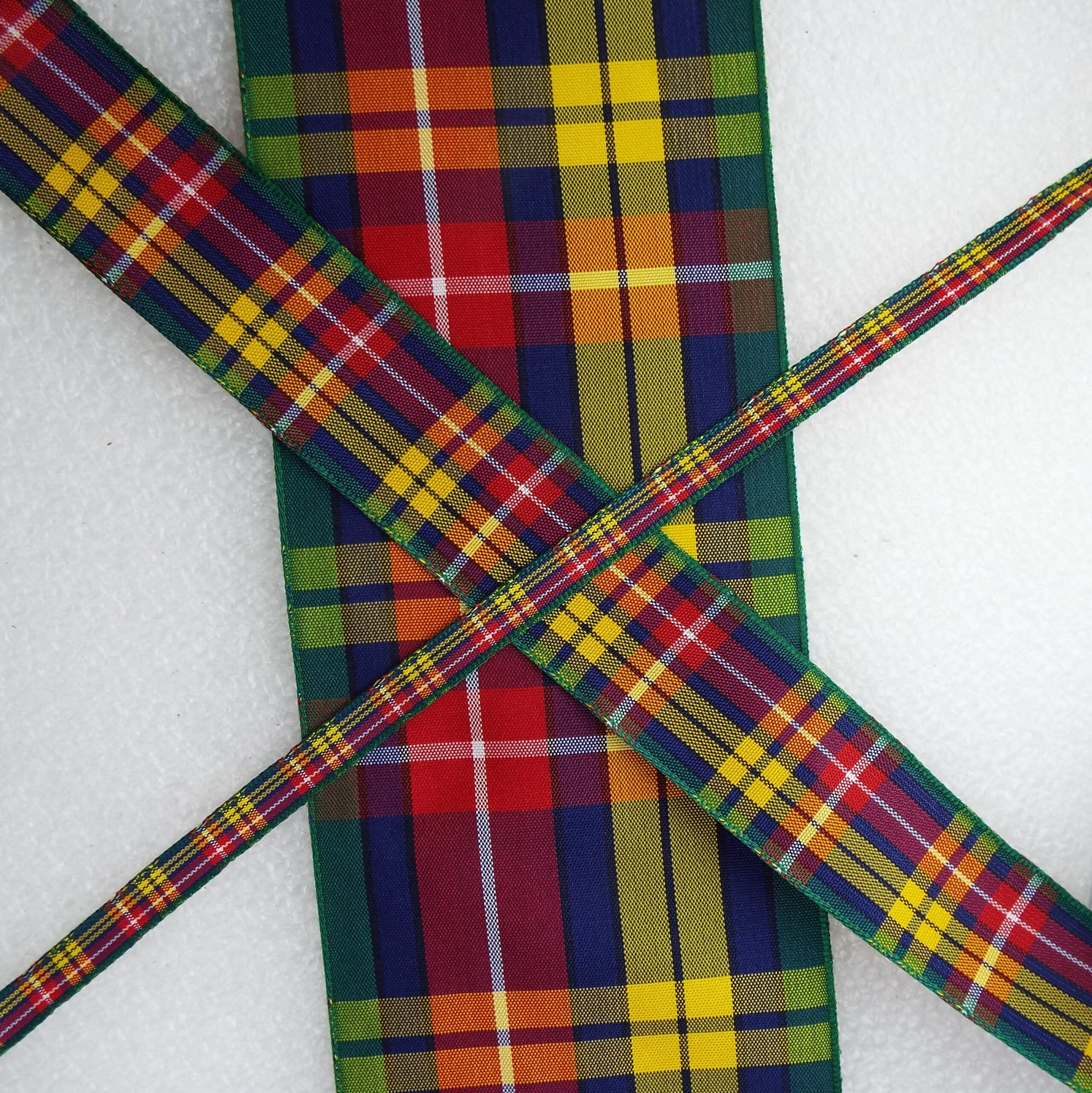 Buchanan Tartan Ribbon Scotland Christmas 6 Widths Buy 1 2 or 4 Metres 05 026D, 16mm, 2 Metres