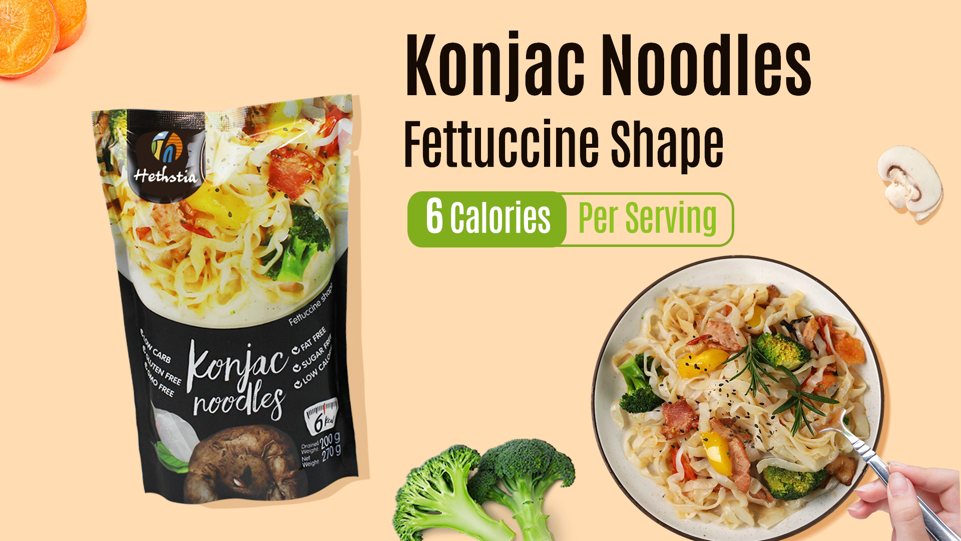Amazon.com : Hethstia Konjac Noodle Fettuccine, 6-Pack Gluten-Free