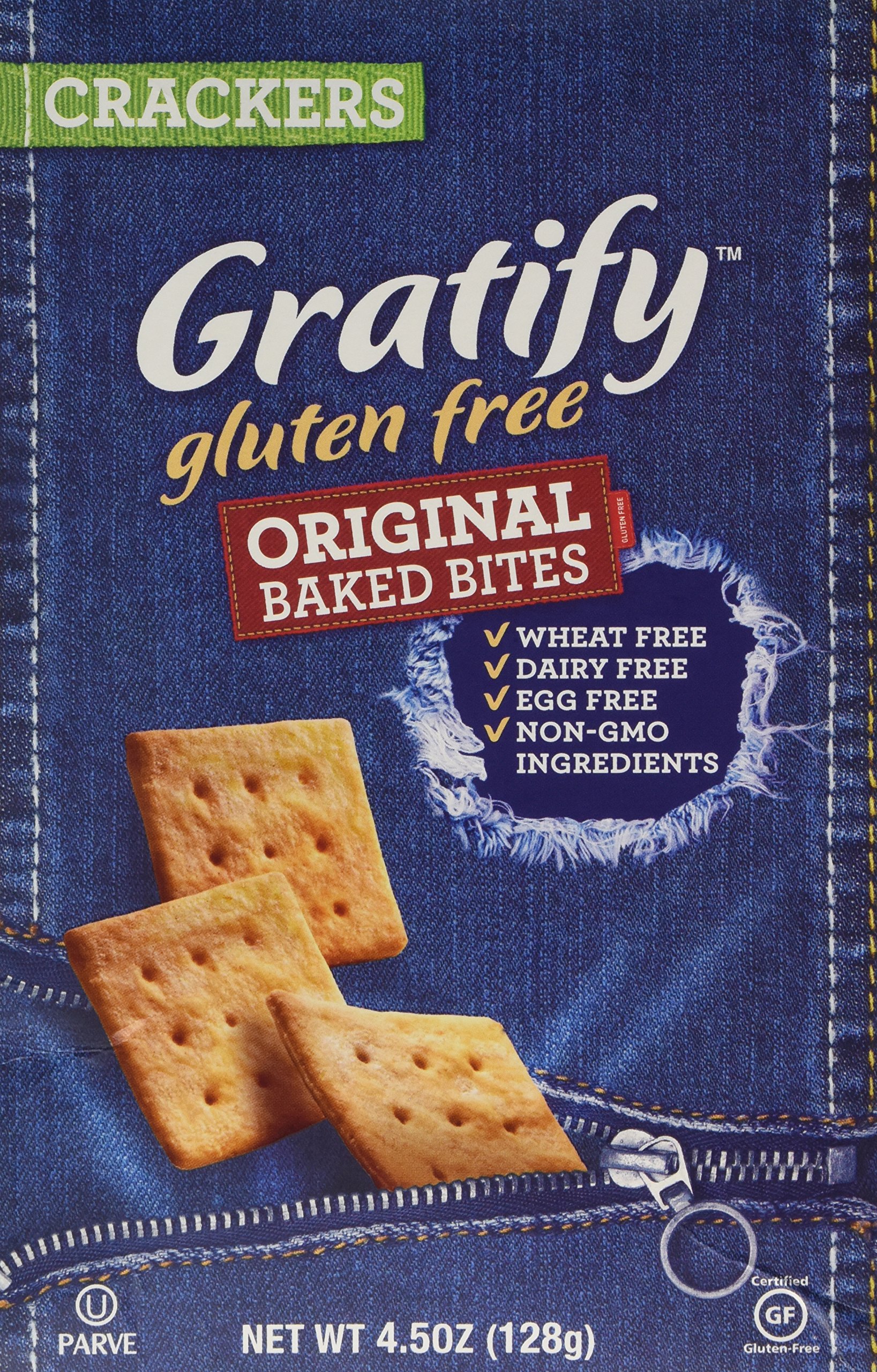 Gratify Gluten Free Crackers Bites Original Flavor Crispy Baked Vegan GF Snacks, 4.5oz Bag (Pack of 12)
