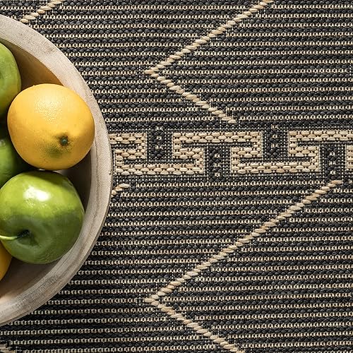 Miniatura 7 de nuLOOM Ivonne Chevron - Alfombra tribal para interiores y exteriores, 5 x 8 pies, color carbón