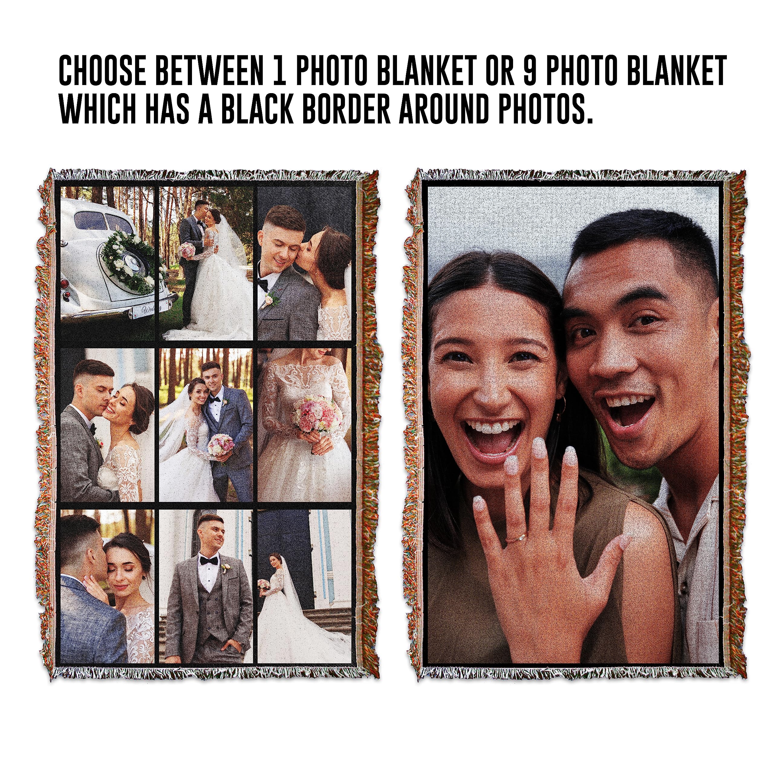 VictoryStore Custom Wedding Photo Woven Blanket – Full-Color 35