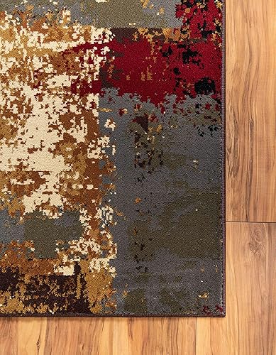 Miniatura 8 de Unique Loom Barista Collection - Alfombra moderna a cuadros, contemporánea, multicapas, Polipropileno, MulticolorMarrón