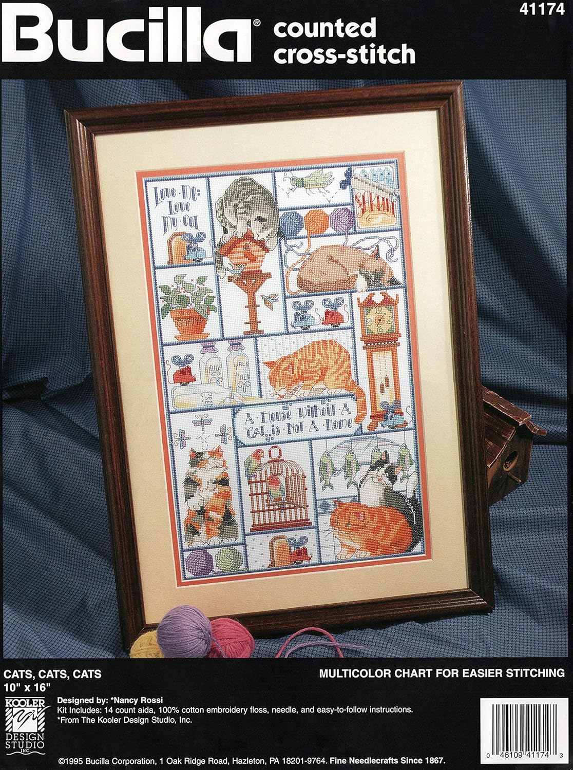 Bucilla "Cats, Cats, Cats" Counted Cross Stitch Picture Kit 41174