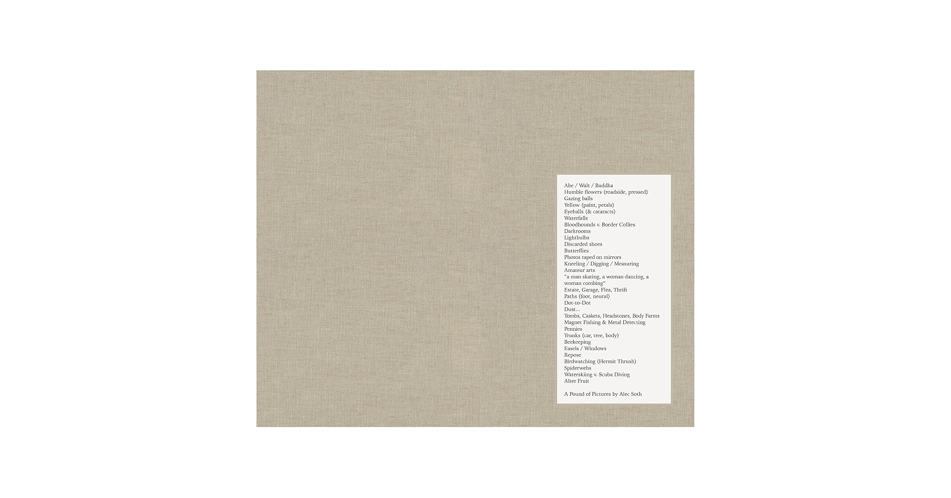 A POUND OF PICTURES: ALEC SOTH: 9781913620110: Amazon.com: Books