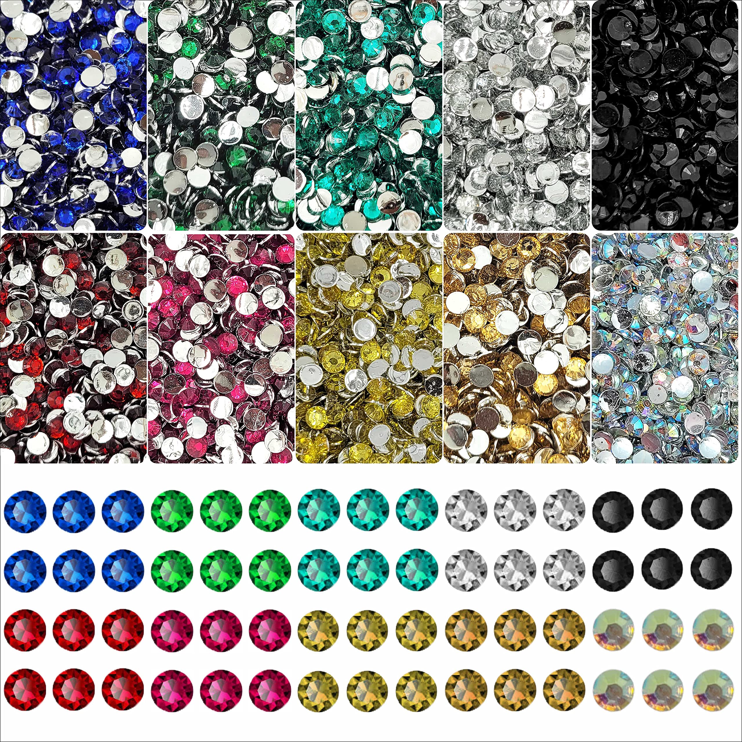 INDIKONB 4500 Multicolor Rhinestones Flatback Pastable Kundan Stones Gemstones&Crystals For Art&Crafts,Jewellery Making,Clothes,Embroidery Material Diy Kit(4 Mm,Multicolor)||Stone Round||Sr 4Mm-1||