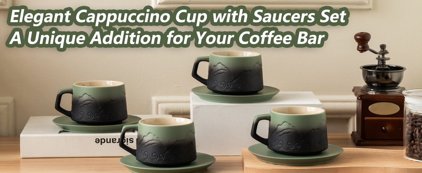 Amazon.com | ZENS 8 Ounce Artistic Cappuccino Cups Set of 2