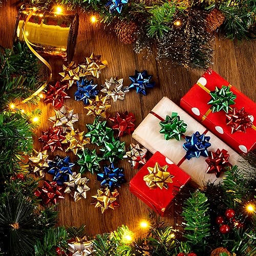 Miniatura 7 de JOYIN Juego de 34 lazos y cintas de Navidad, 4 rollos de cintas rizadas con 30 lazos, envoltura de regalos para decoración de manualidades navideñas
