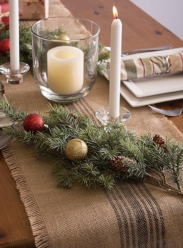 Miniatura 7 de Camino de mesa DII CAMZ10549, 14 x 72, diseño de rayas, color azul y rojo.