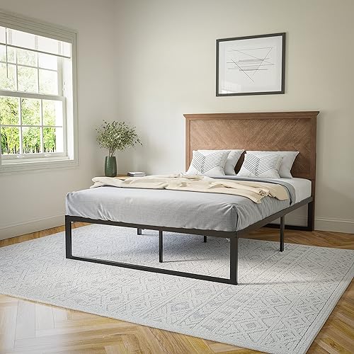 Miniatura 30 de Flash Furniture Fiona - Cabecera de madera tamaño Queen, cabecera ajustable con patrón de espiga en color gris lavado Gris desteñido,Marrón