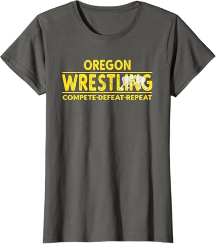 Miniatura 50 de Oregon Wrestling - Compete, Defeat, Repeat T-Shirt Negro,Azul Marino,Asfalto,Blanco,Azul Pastel,Arándano,Rojo,Verde Bosque,Verde Kelly,Verde