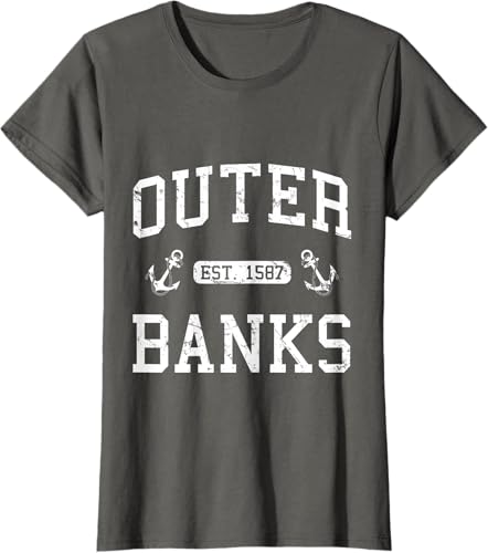 Miniatura 10 de Outer Banks NC North Carolina T-Shirt Black,Navy Blue,Asphalt Grey,Dark Heather Grey,Royal Blue