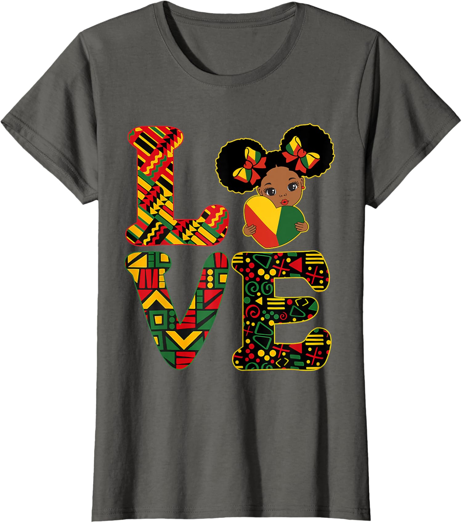 LOVE Black History Month Strong African Support Ladies' Crewneck T-Shirt - Picture 3 of 9