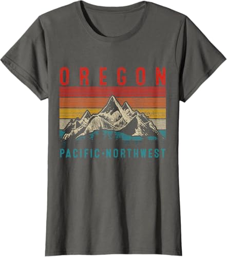 Miniatura 6 de Oregon Vintage Mountains Hiking Pacific Northwest PNW - Camiseta de regalo, Negro, S
