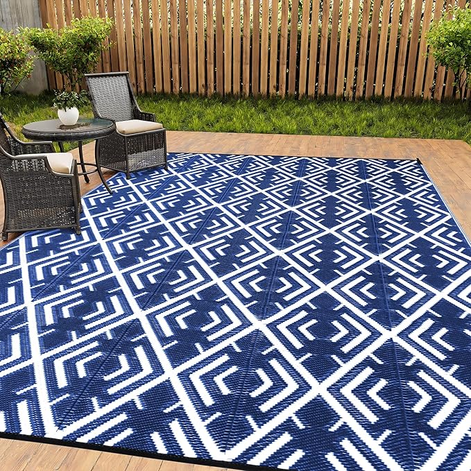 HUGEAR Outdoor Plastic Straw Rug, Waterproof Outdoor Rugs
