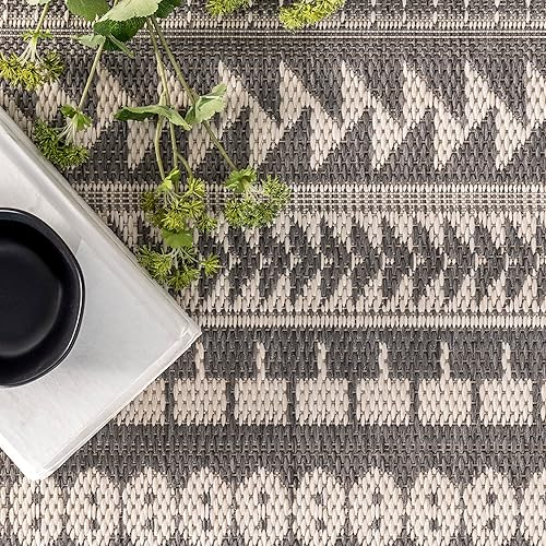 Miniatura 7 de nuLOOM Aztec - Alfombra para interiores y exteriores, cuadrada, 8 pies, color gris teófilo