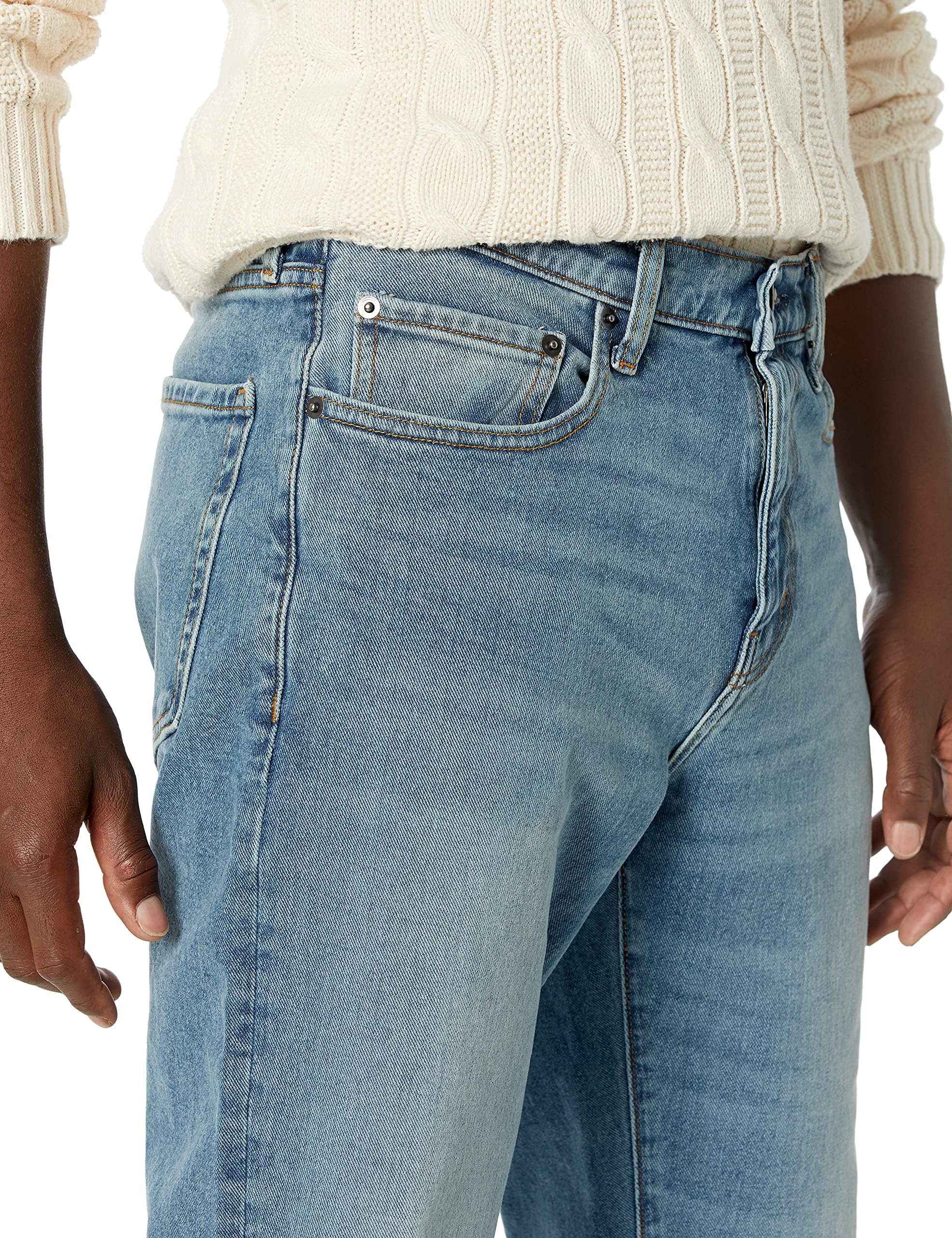 Amazon Essentials Pantalón Vaquero Elástico de Ajuste Recto - colores interrumpidos Hombre