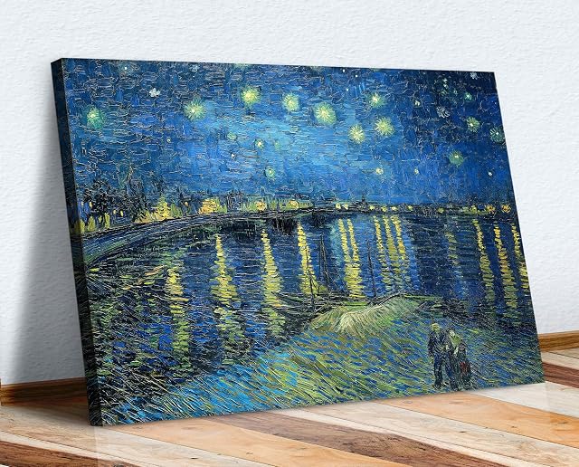 CanvasArtShop VAN GOGH CANVAS WALL ART PRINT ARTWORK PICTURE STARRY NIGHT OVER THE RHONE (8in x 12in / 20cm x 30cm)