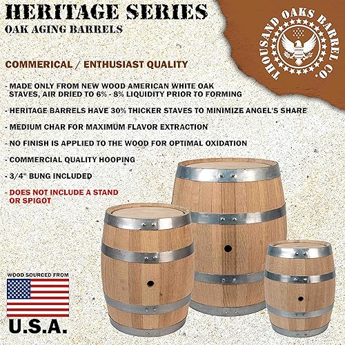 Miniatura 4 de Barril de roble de 5 galones - Barril de vino de madera de whisky (20 litros) - para el cervecero casero, destilador, enólogo - Nuevos barriles de