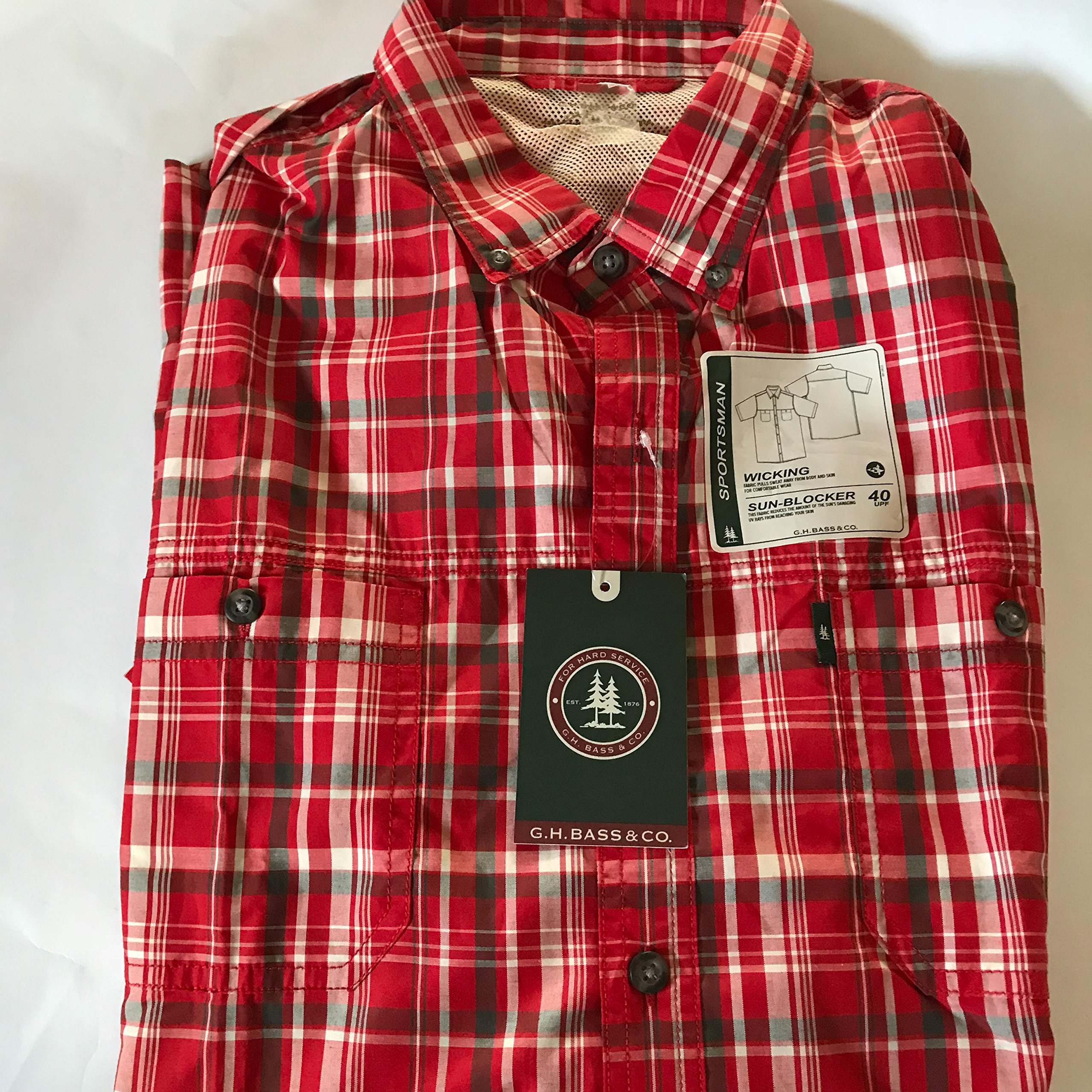 G.H. Bass & Co.G.H. Bass Men's Sportsman Wicking Sun-Blocker UPF 40 Short Sleeve Button Down Shirt