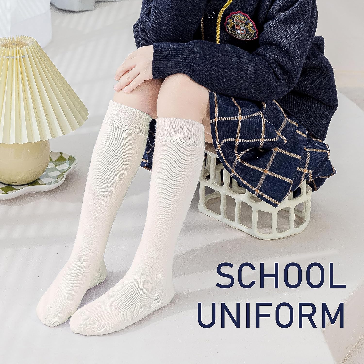 Marchare Girls Knee High Socks Kids Boys School Uniform Seamless Cotton Socks Stockings White Black Grey 3/6 Pack - Image 4