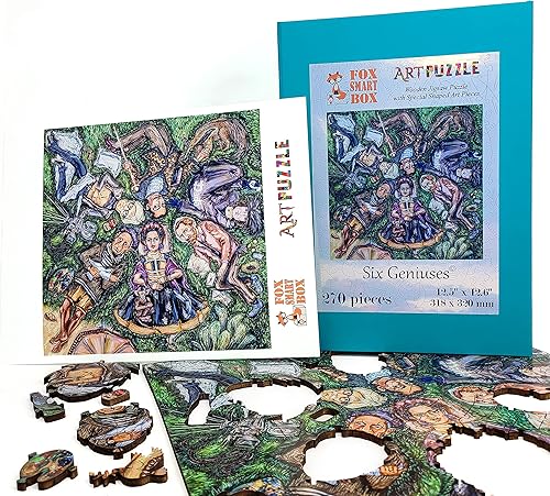 Miniatura 2 de Rompecabezas de madera para adultos, piezas de forma única, fabricado en los Estados Unidos por FoxSmartBox - 270 piezas - Six Geniuses