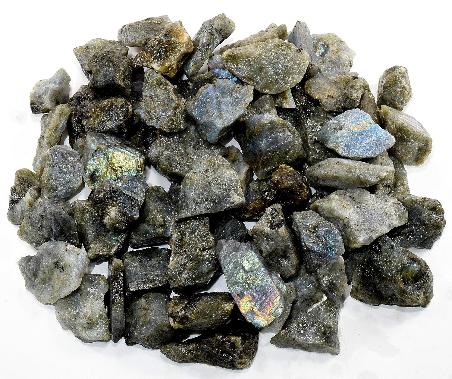 HQRP Labradorite Rough Stone Natural Spectrolite Crystal Cab Azure Flash Feldspar Mineral Rock for Carving from Madagascar - 5PCS