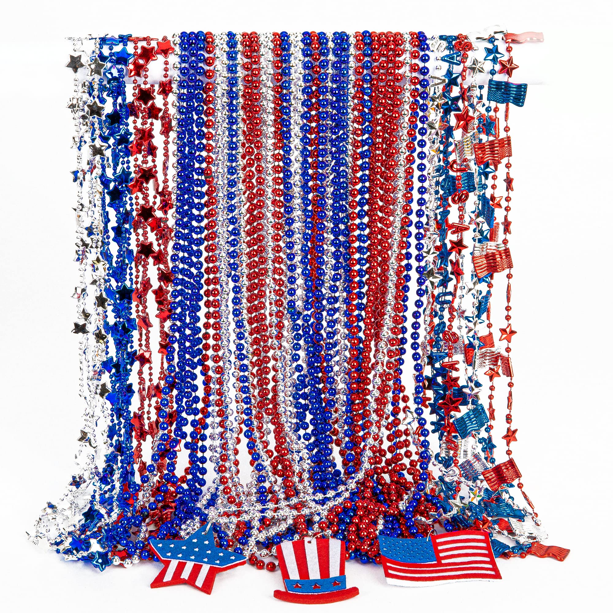 EOBOH 48PCS 4th of July Necklace Accessories