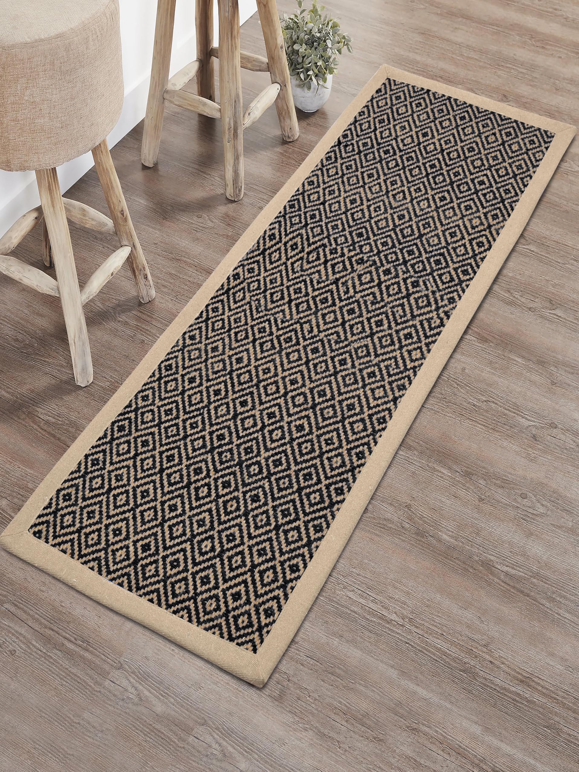 Saral Home Diamond Jute & Cotton Woven Anti-Slip Strong Border Runner. 40x120 cm-image-10