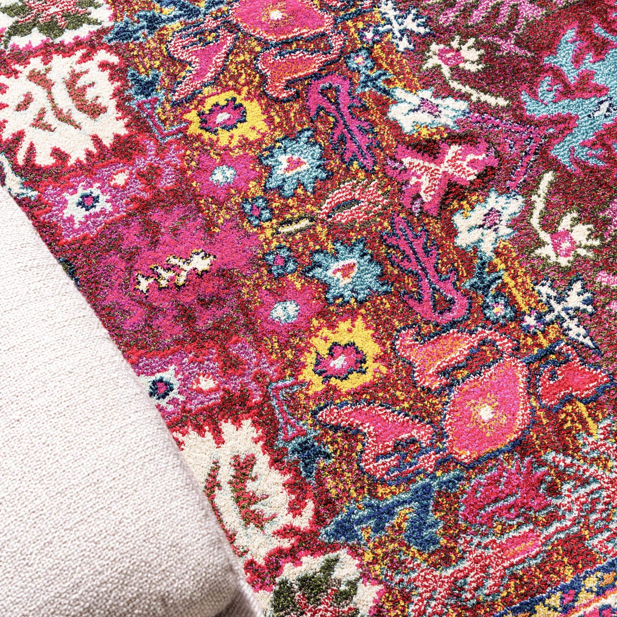 Rugs.com Fleur Collection Rug – 10 Ft Runner Multi Medium-Pile Rug Perfect for Hallways, Entryways