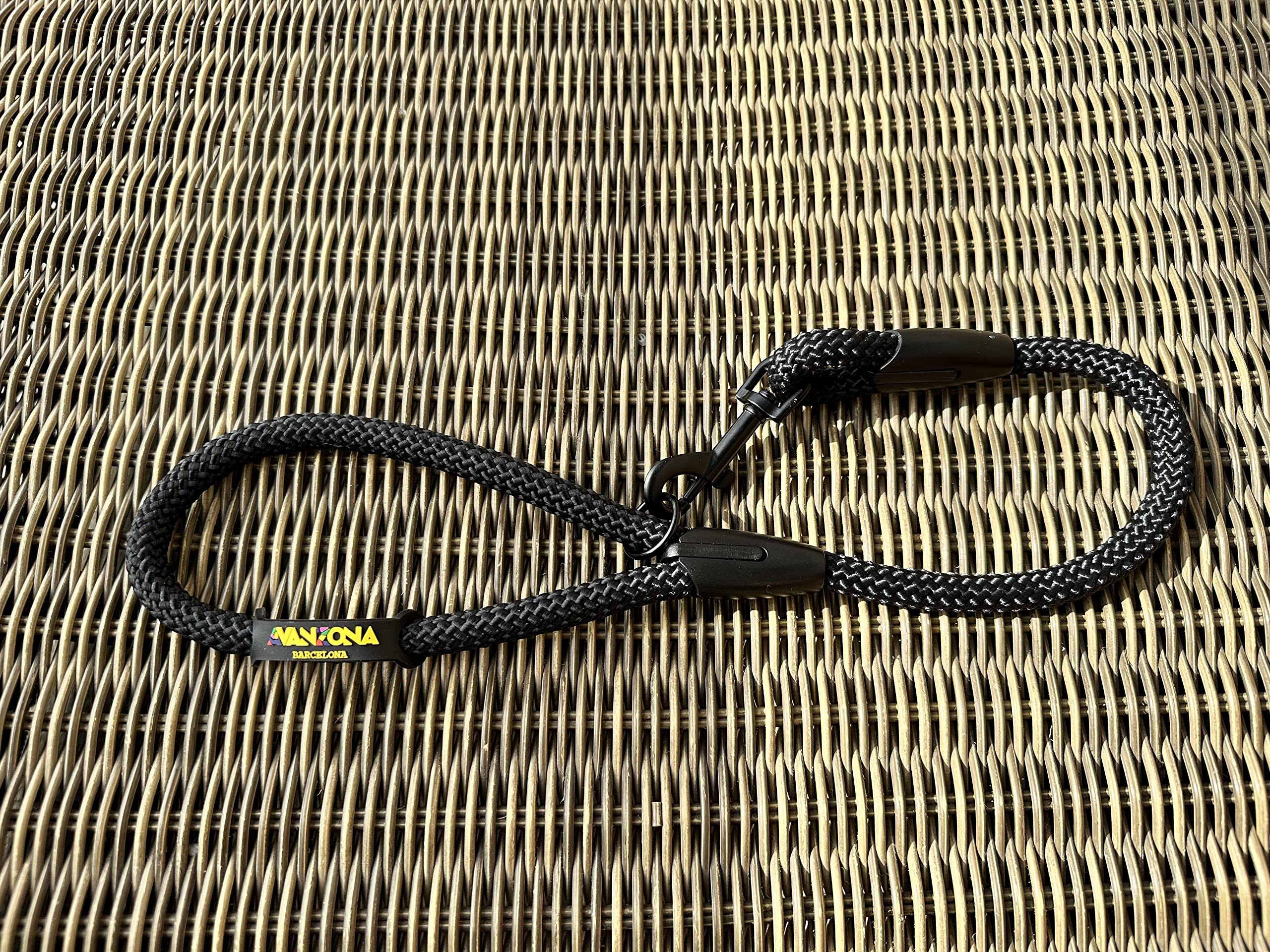 Laisse Courte en Corde 60cm, Anti-Traction pour Petits, Moyens et Grands Chiens, Fabriqué en Espagne. 60cm. Noir