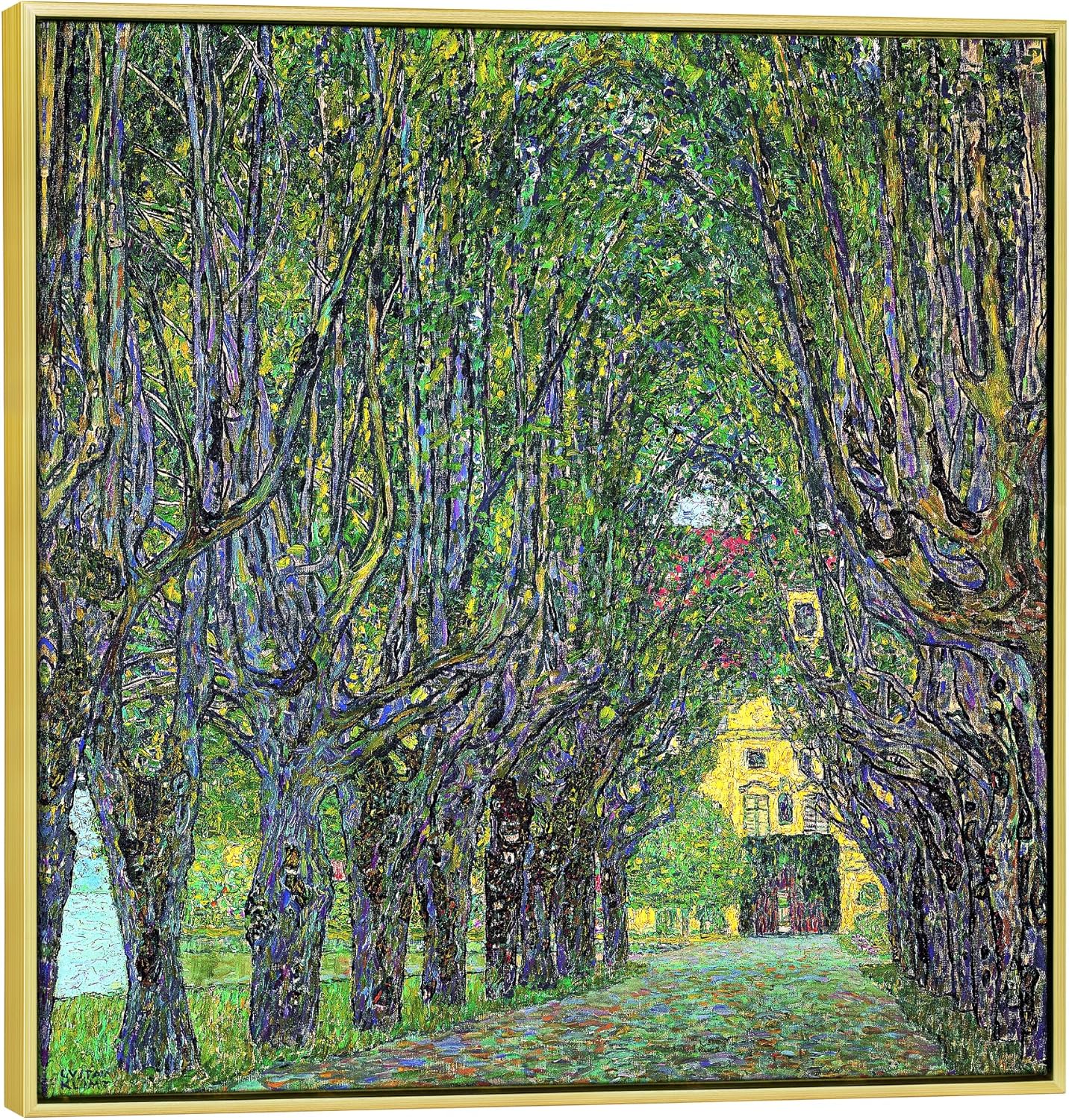Wieco Art Gold Framed Art Avenue in Schloss Kammer Park,1912 by Gustav Klimt Famous Artwork Oil Paintings Reproduction for Living Room Home Office Decoration