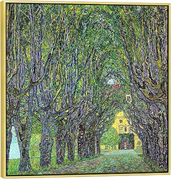 Wieco Art Gold Framed Art Avenue in Schloss Kammer Park,1912 by Gustav Klimt Famous Artwork Oil Paintings Reproduction for Living Room Home Office Decoration