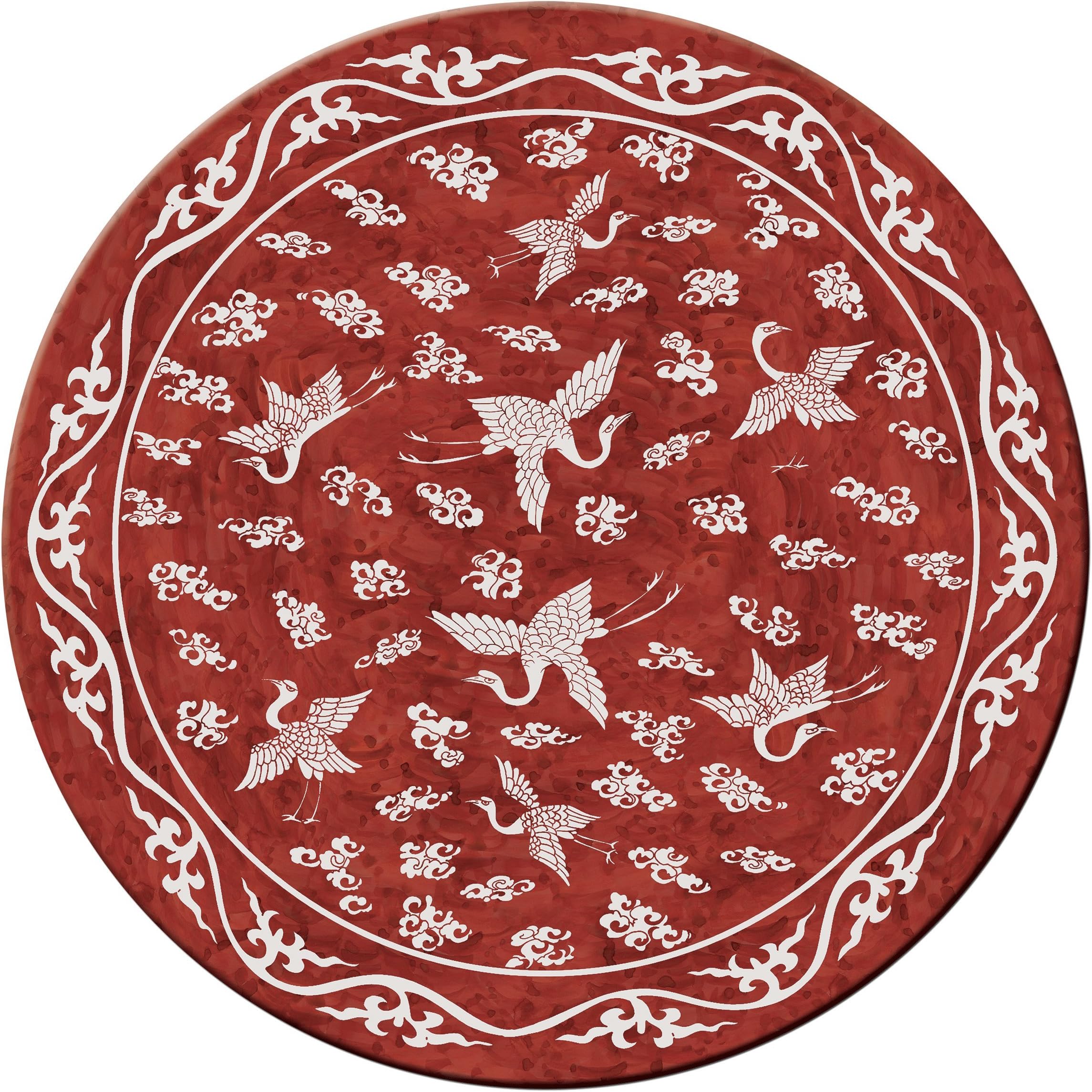 MING Chinese RED Hard Placemats, Round, Set of 4