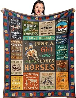 Ruvinzo Horse Gifts for Women, Horse Blanket for Girls, Gifts for Horse Lover, Girls Horse Gifts, Horses Gift Ideas, Equestrian Gifts, Horse Themed Gifts, Horse Lovers Birthday Gifts Blanket 60" x 50"